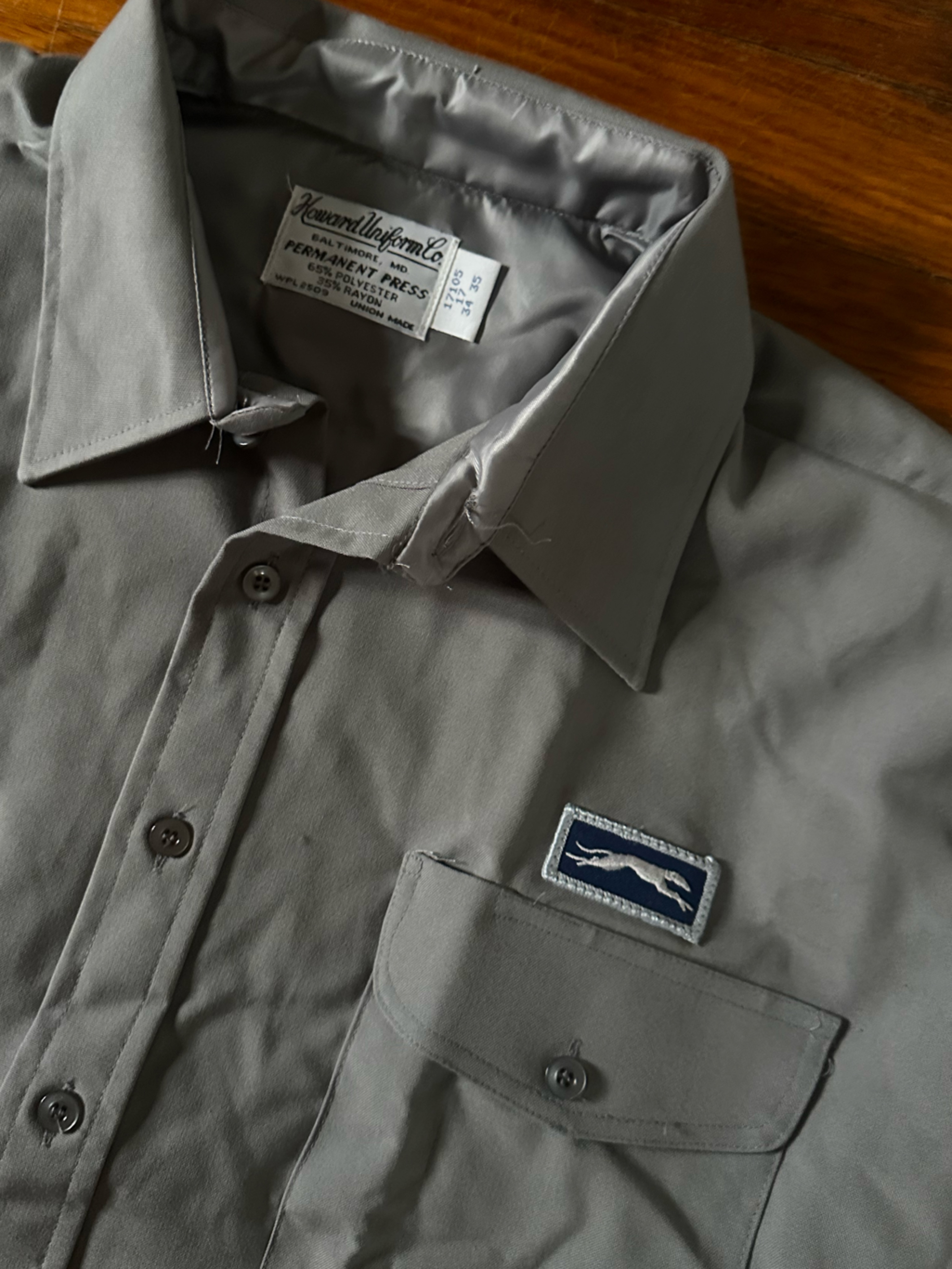 Vintage Usa Greyhound Uniform Button Down Union Made Deadstock 1970s Xl